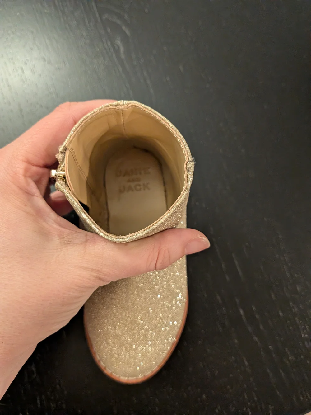 Janie and Jack Glitter Zip Ankle Boots - Gold